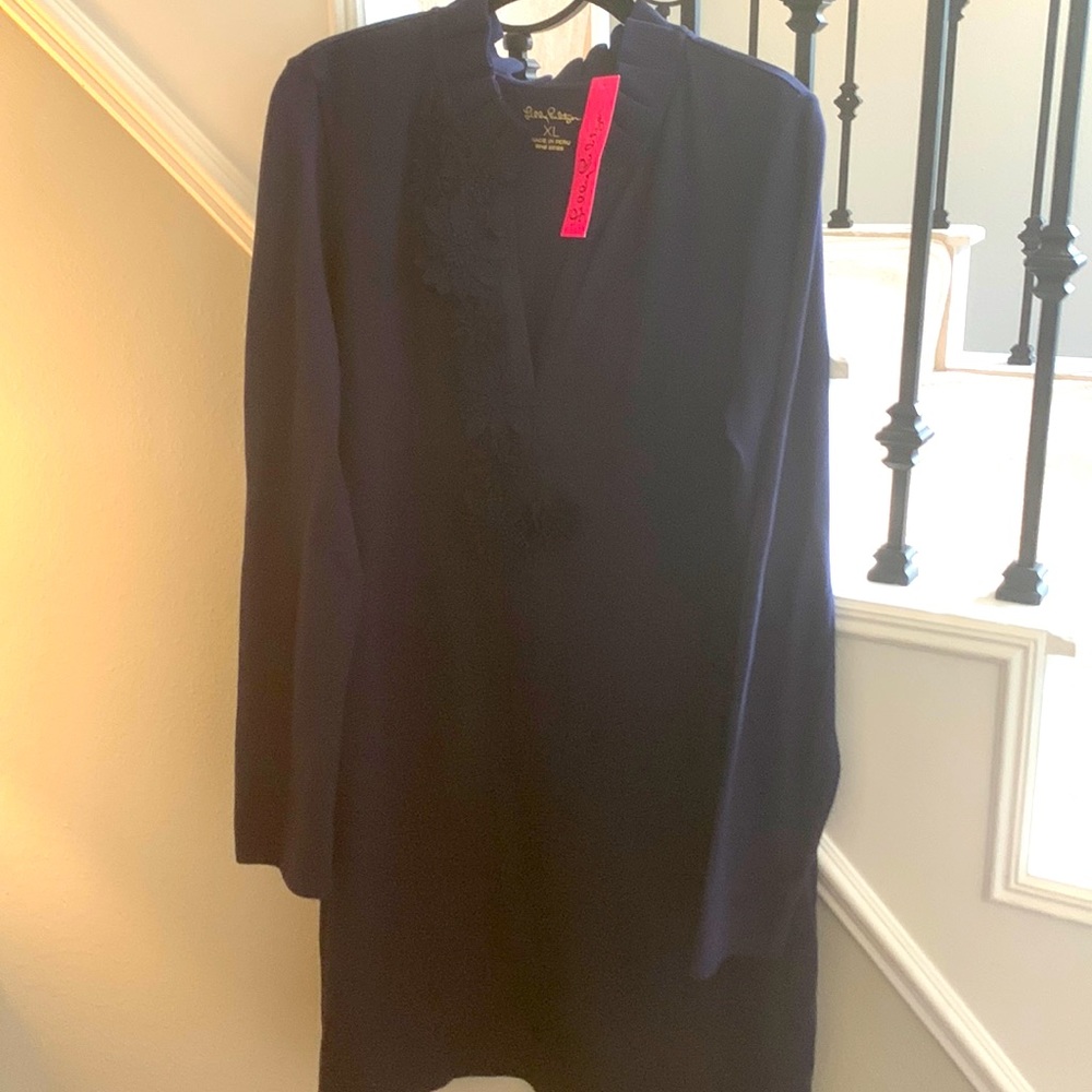Lilly Pulitzer navy long sleeve dress XL NWT